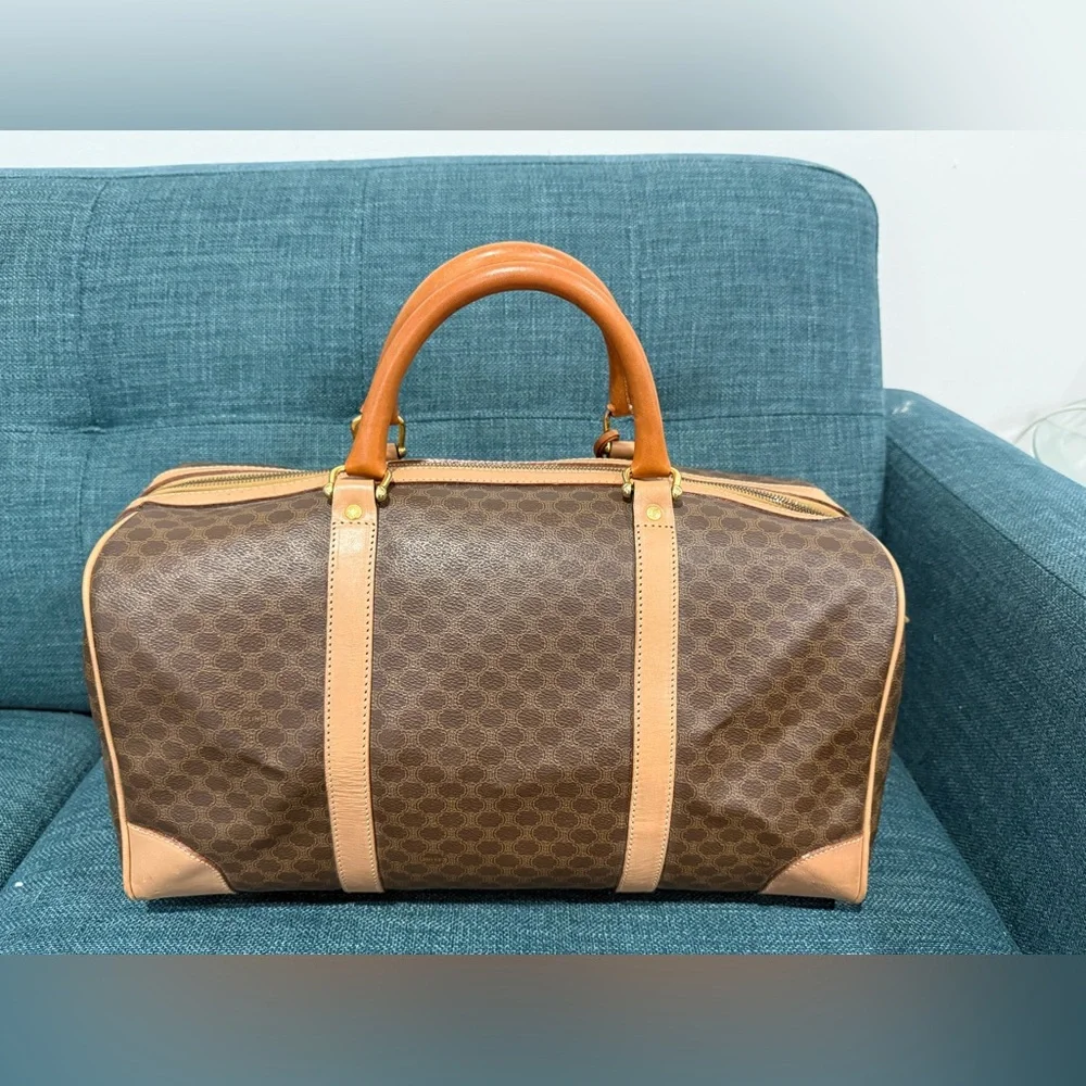 Celine Brown and Tan Macadam Boston Bag - Picture 2 of 16